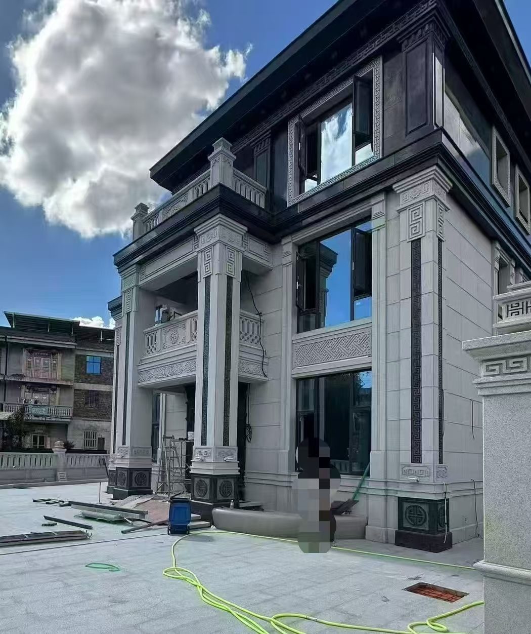 濮阳 别墅干挂，芝麻白与芝麻黑完美配合